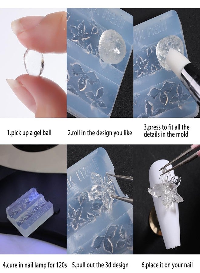Fcozpjk Clear Solid Builder Gel For Nails, 30g Hard Gel for Nails with Silicone Molds for Carving Non-Sticky Building 3D Sculpture Flowers Modeling Design Professional Manicure Supplies - Image 5